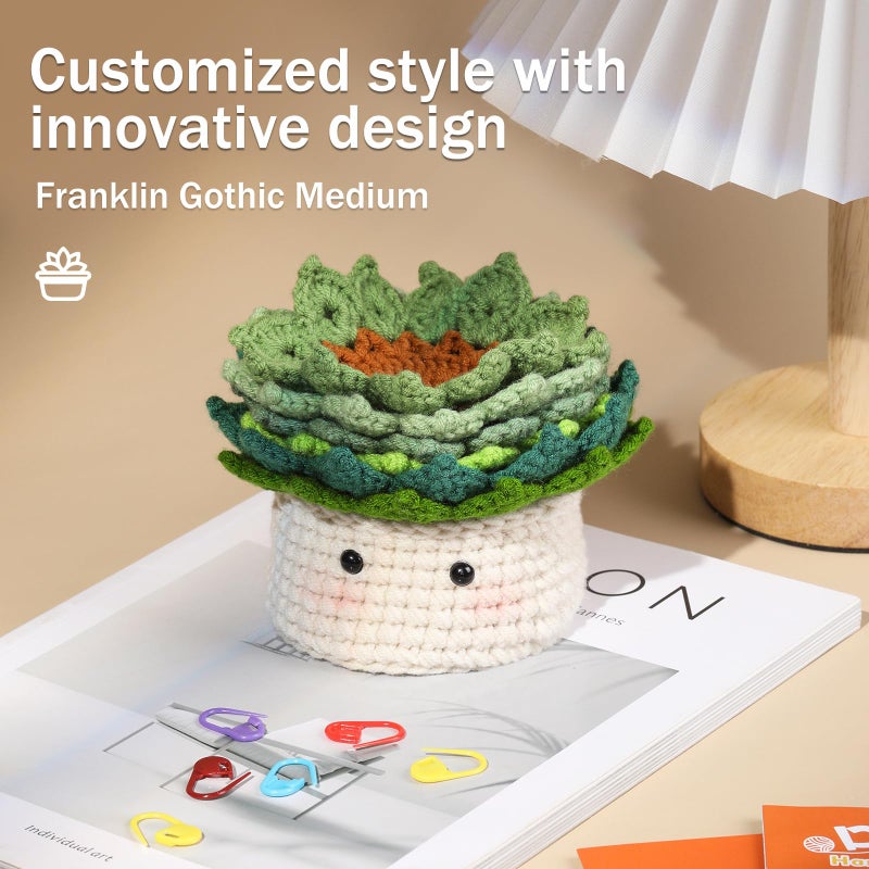 Hssugi Crochet Kit for Beginners - 6pcs Coasters in a Plant Pot Crochet Start Kit  Complete Beginner Crochet Kit with Crochet Hooks  Yarn  Clear Video Tutorials for Adult Beginners - Image 3